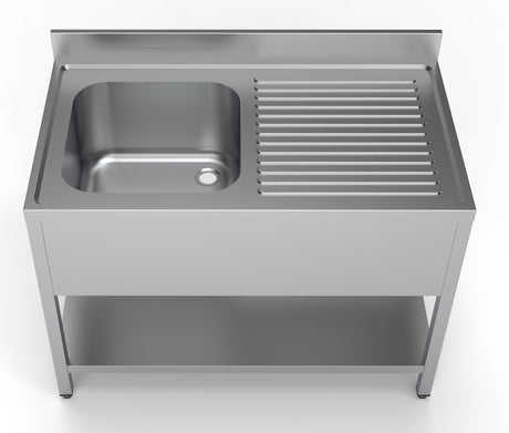 Spültisch mit Grundboden & 1 Becken links / 1200 × 700 mm / Combisteel