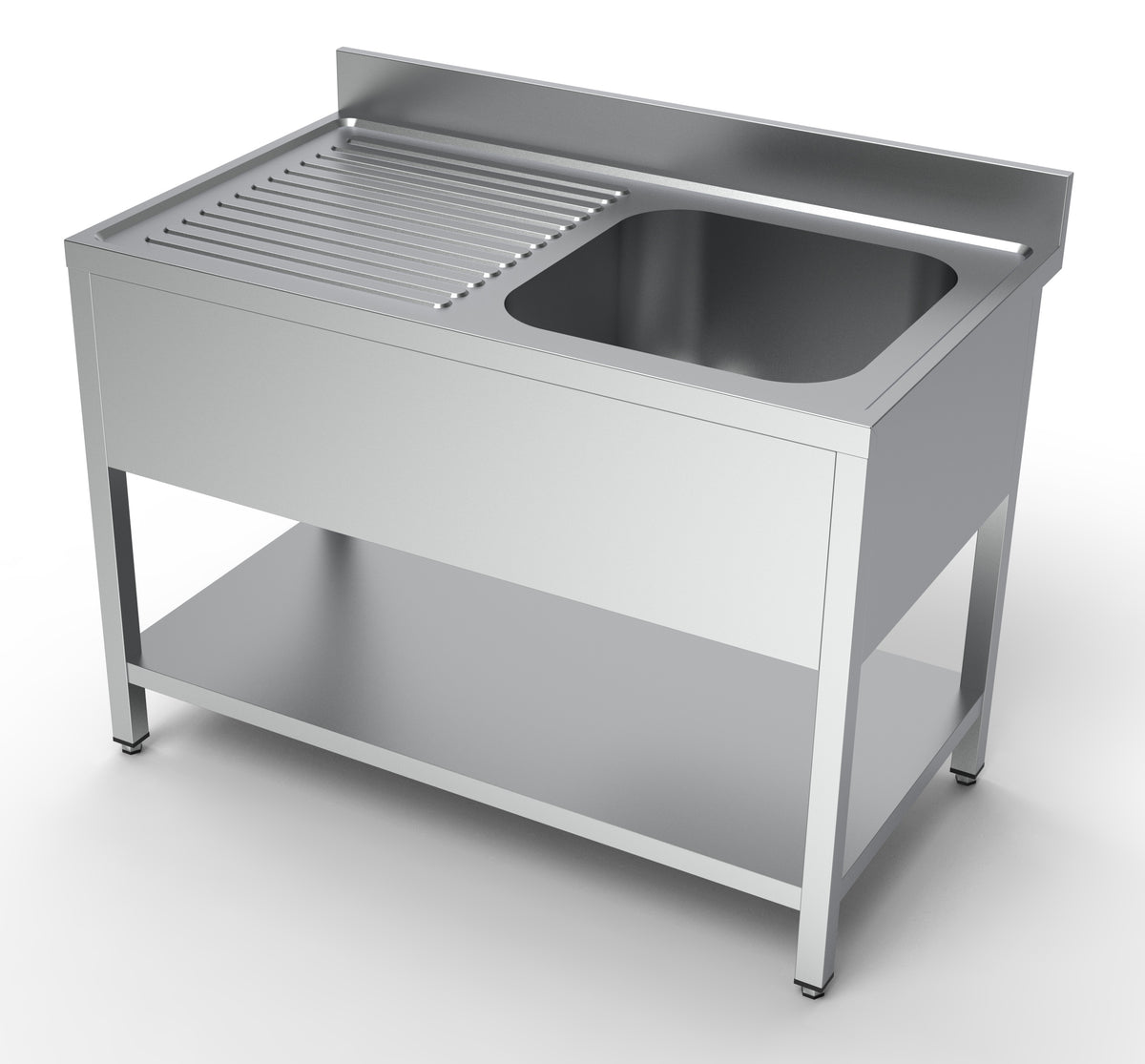 Spültisch mit Grundboden & 1 Becken rechts / 1200 × 700 mm / Combisteel