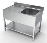 Spültisch mit Grundboden & 1 Becken rechts / 1200 × 700 mm / Combisteel
