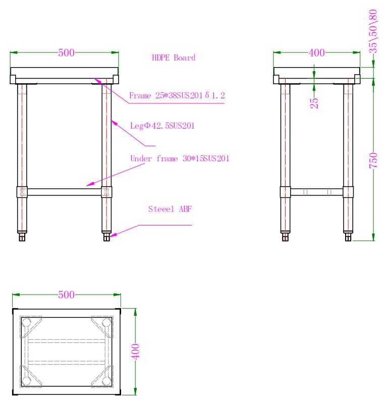 Polyethylen-Hackblock 50 mm Stärke von Combisteel – Detailansicht