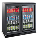 Barkühler 198 L mit 2 Schiebetüren / Schwarz / Combisteel