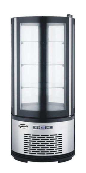 Rotierende Kühlvitrine / 100 L / 2 bis 8 °C / gebogen / Combisteel