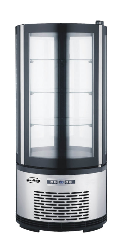 Rotierende Kühlvitrine / 100 L / 2 bis 8 °C / gebogen / Combisteel