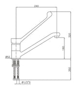 Misch- & Schwenkhahn / 1-Loch / mit Ellenbogenbedienung / Anschluss 1/2" / Combisteel