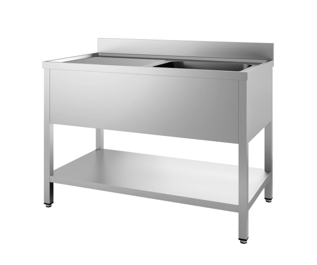 Spültisch mit Grundboden & 1 Becken rechts / 1400 × 700 mm / Combisteel