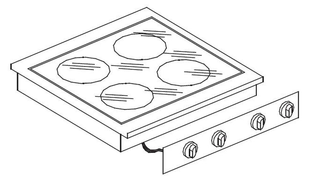 Glaskeramik-Einbau-Kochfeld / 4 Kochzonen / 2x 2,4 / 1x 1,8 / 1x 1,2 kW / 600 mm / Combisteel – professionelles Einbau-Kochfeld für Gastronomie