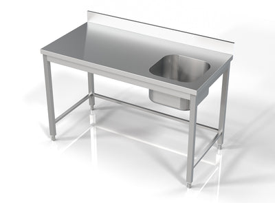 Spültisch ohne Grundboden & 1 Becken rechts / 1400 × 700 mm / Combisteel