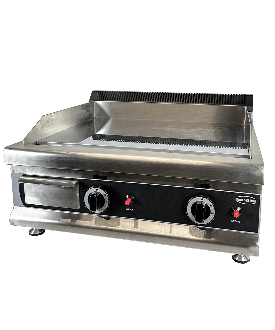 Gas-Grillplatte / Chrom glatt / 800 mm / 6 kW / Combisteel – professionelle Gas-Grillplatte für Gastronomie