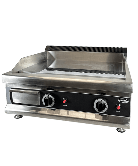 Gas-Grillplatte / Chrom glatt / 800 mm / 6 kW / Combisteel – professionelle Gas-Grillplatte für Gastronomie
