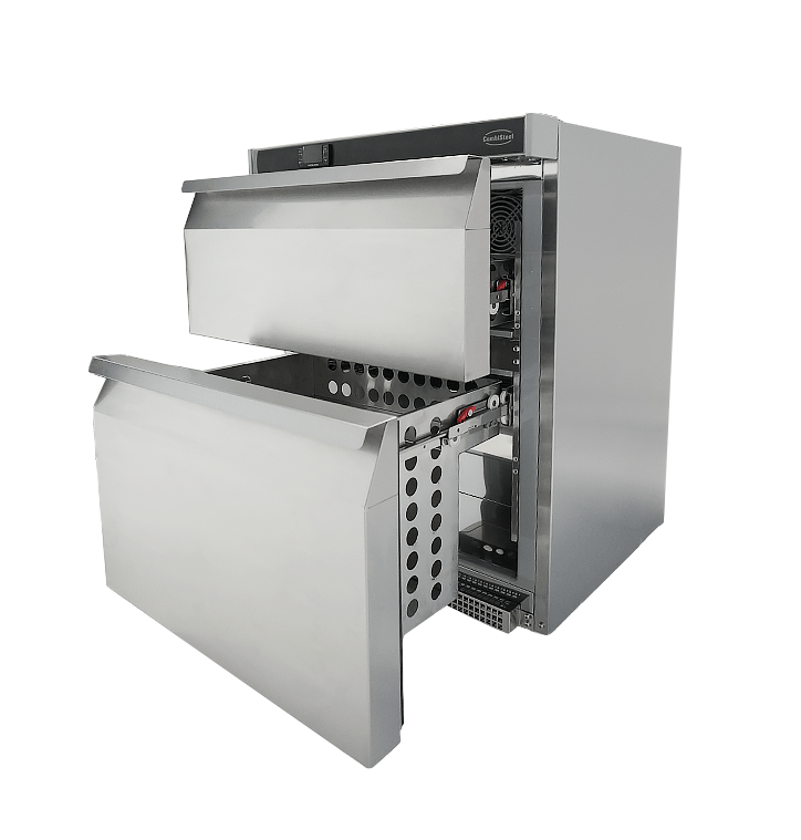 Edelstahl Kühlschrank / Tischmodell / 2 Schubladen / 101 L / Combisteel