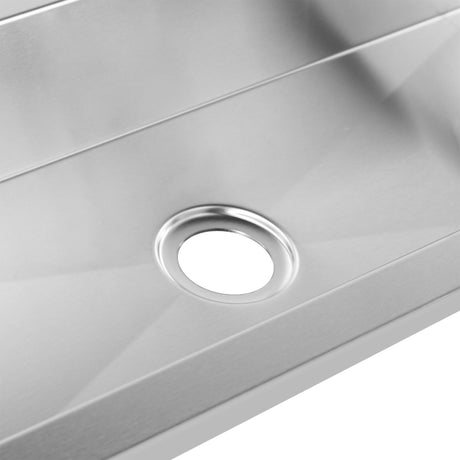 Edelstahl-Handwaschbecken / 1800 × 360 × 135 mm / 4 Armaturplätze / Combisteel