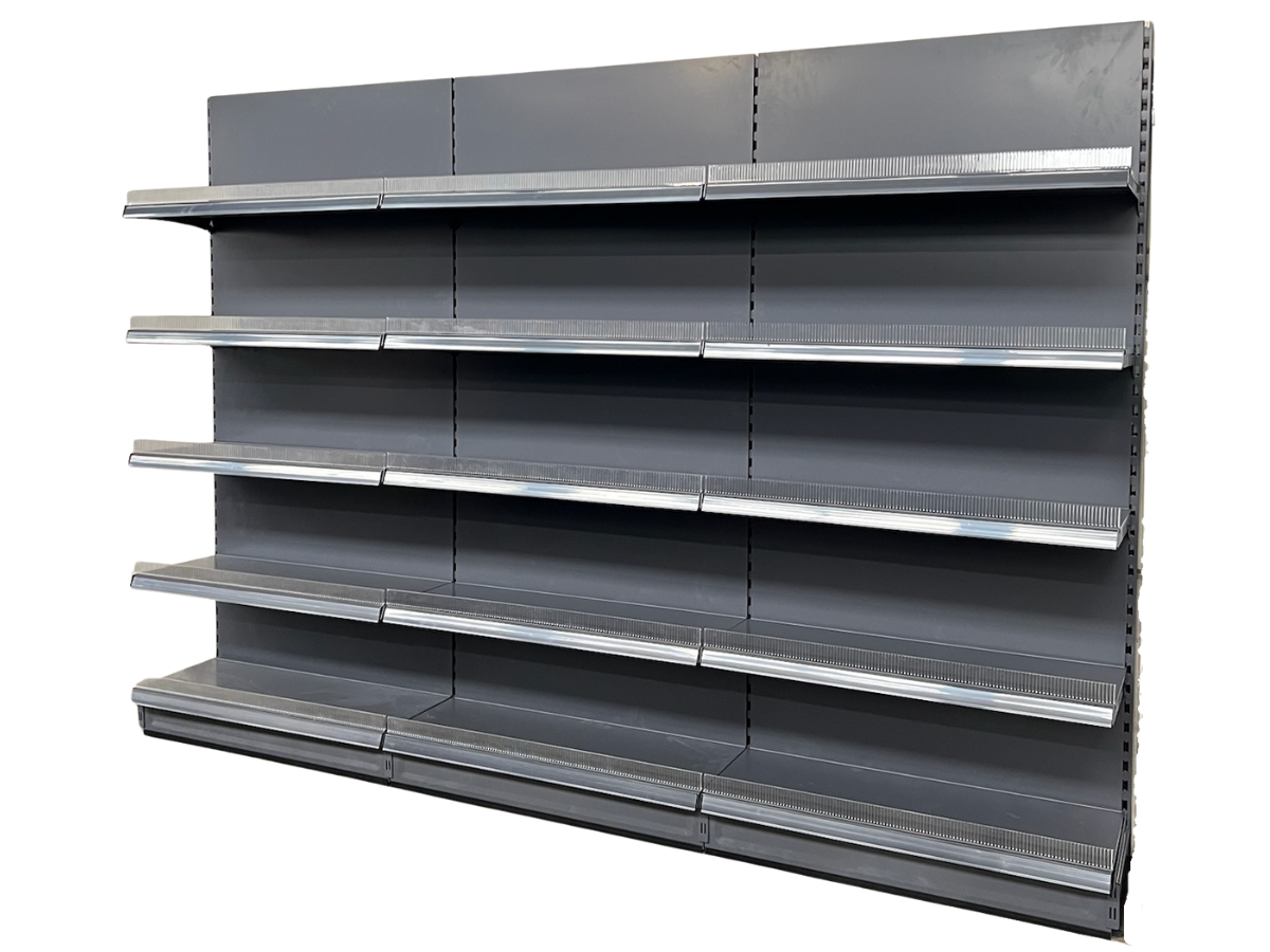 Wandregal / glatte Rückwand / RAL 7015 / Schiefergrau / 1003 × 370 × 2100 mm / Aircon Shop