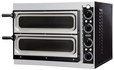 Elektrischer Combisteel Pizzaofen mit 2 Backkammern und Sichtfenstern für 2 × 1 Pizza Ø 32 cm