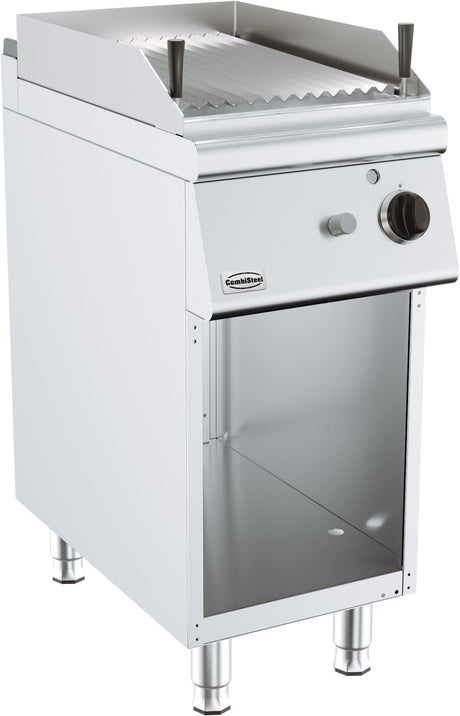 Gas-Lavasteingrill BASE 900 / 400 mm / 9 kW / Freistehend / Combisteel – für professionelle Gastronomie