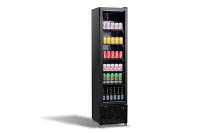 Combisteel / Slim Kühlschrank / 1 Glastür schwarz / 217 L