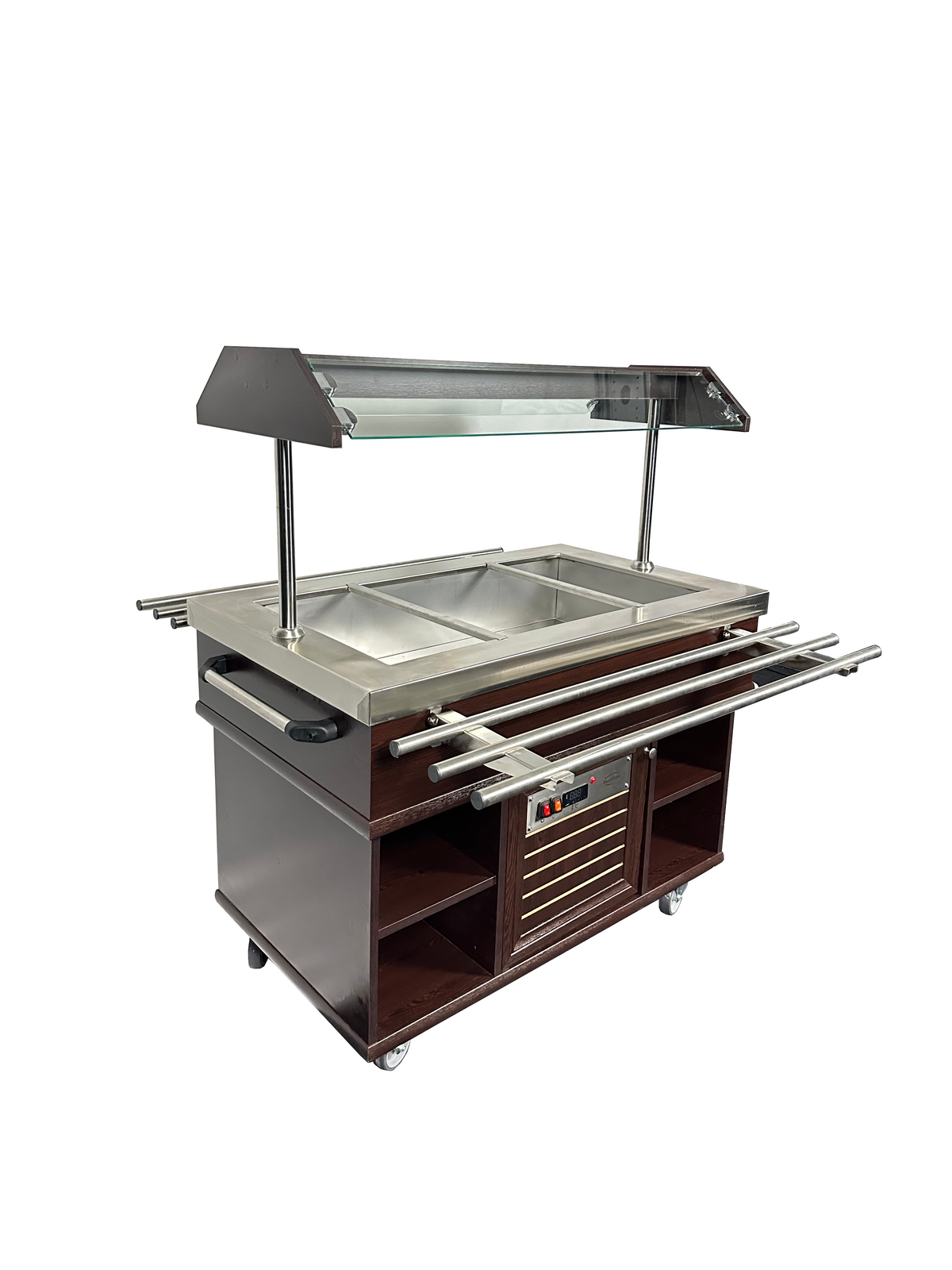 Warmes Buffet / 3 × 1/1 GN / Mahagoni / 1200 × 700 × 1400 mm / Combisteel