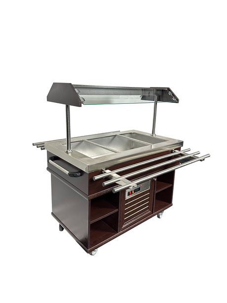 Warmes Buffet / 3 × 1/1 GN / Mahagoni / 1200 × 700 × 1400 mm / Combisteel