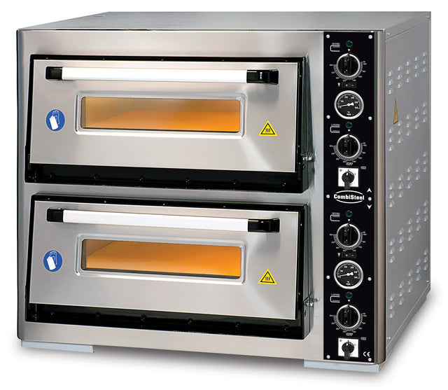 Elektrischer Combisteel Pizzaofen mit 2 Backkammern für 2 × 6 Pizzen Ø 30 cm