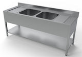 Spültisch mit Grundboden & 2 Becken mittig / 2000 × 700 mm / Combisteel