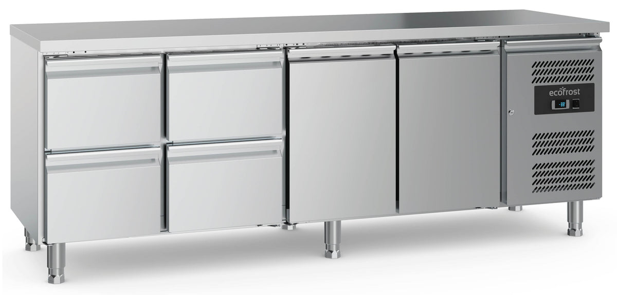 Kühltisch / Ecofrost / 2 Türen + 4 Schubladen / 553 L / Combisteel