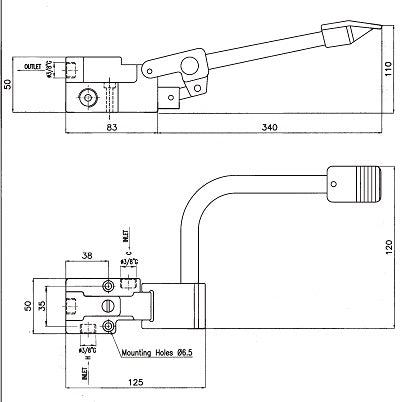 Fußbedienter Mischhahn / 1 Pedal / Combisteel