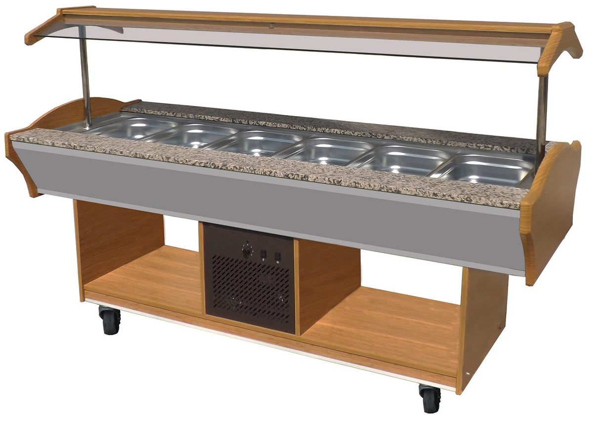 Gekühltes Buffet / 6 × 1/1 GN / Braun / 2200 × 900 × 850 mm / Combisteel