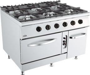 Gasherd Base 900 mit 6 Brennern und Gasbackofen von Combisteel