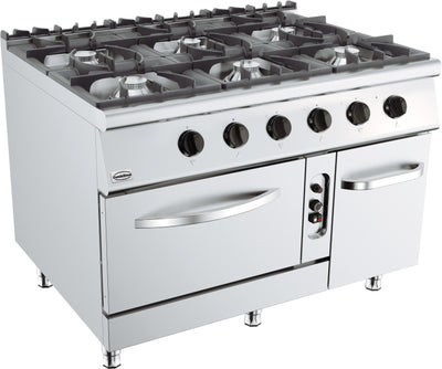 Gasherd Base 900 / 6 Brenner / Gasbackofen / Combisteel