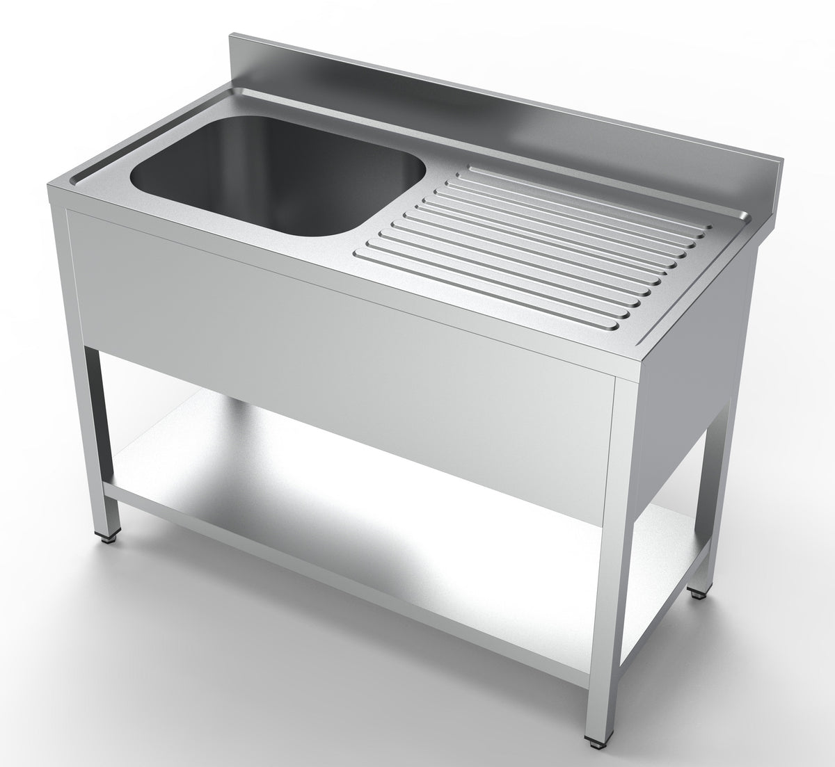 Spültisch mit Grundboden & 1 Becken links / 1200 × 600 mm / Combisteel