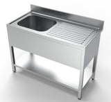 Spültisch mit Grundboden & 1 Becken links / 1200 × 600 mm / Combisteel