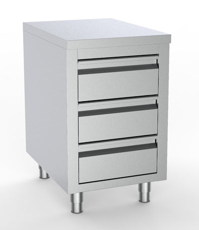 Arbeitstisch mit 3 Schubladen / ohne Aufkantung / 500 × 700 mm / Combisteel