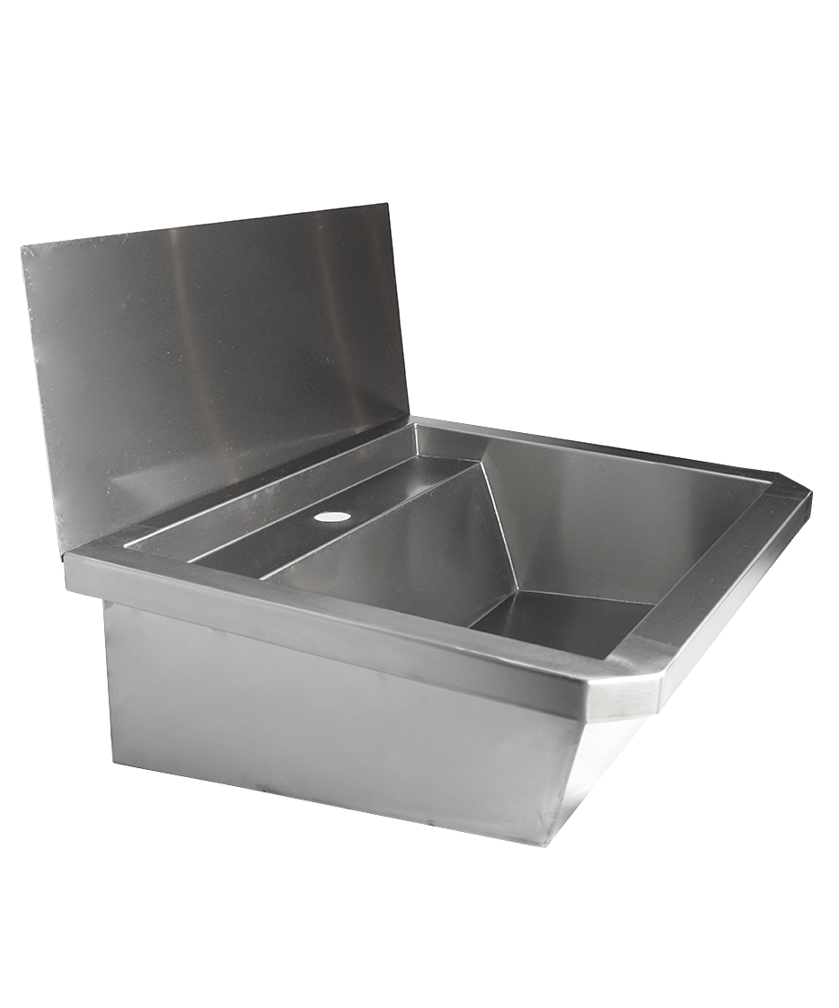 Edelstahl-Handwaschbecken / 600 mm breit / 1 Armaturplatz / Combisteel
