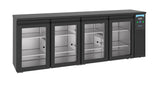 Barkühler 671 L mit 4 Glastüren / Schwarz / Combisteel
