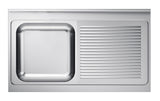 Spültischplatte / 1 Becken links / 1200 × 600 × 40 mm / Combisteel