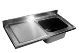 Spültischplatte / 1 Becken rechts / 1200 × 600 × 40 mm / Combisteel