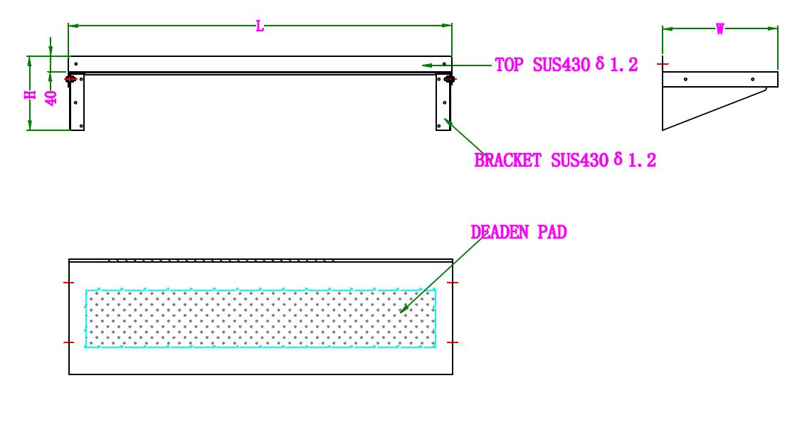 Edelstahl Wandbord / mit Konsolen / 600 × 400 × 190 mm / Combisteel