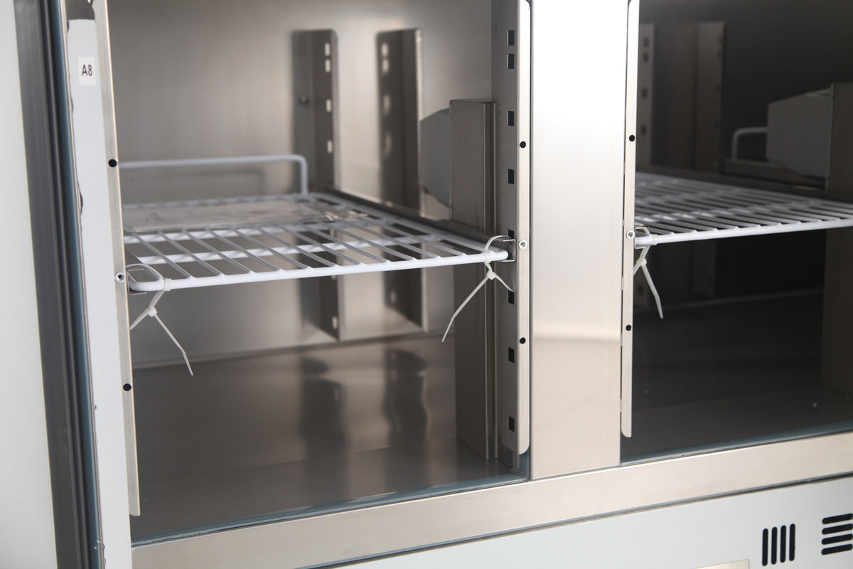 Pizzatisch / mit Glas / 3 Türen / 444 L / Combisteel