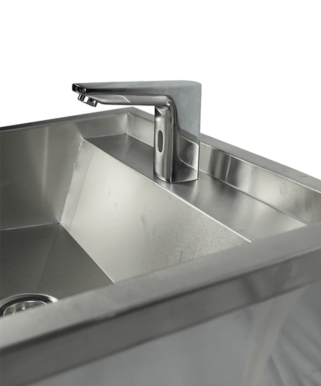 Edelstahl-Handwaschbecken / 600 mm breit / 1 Armaturplatz / Combisteel