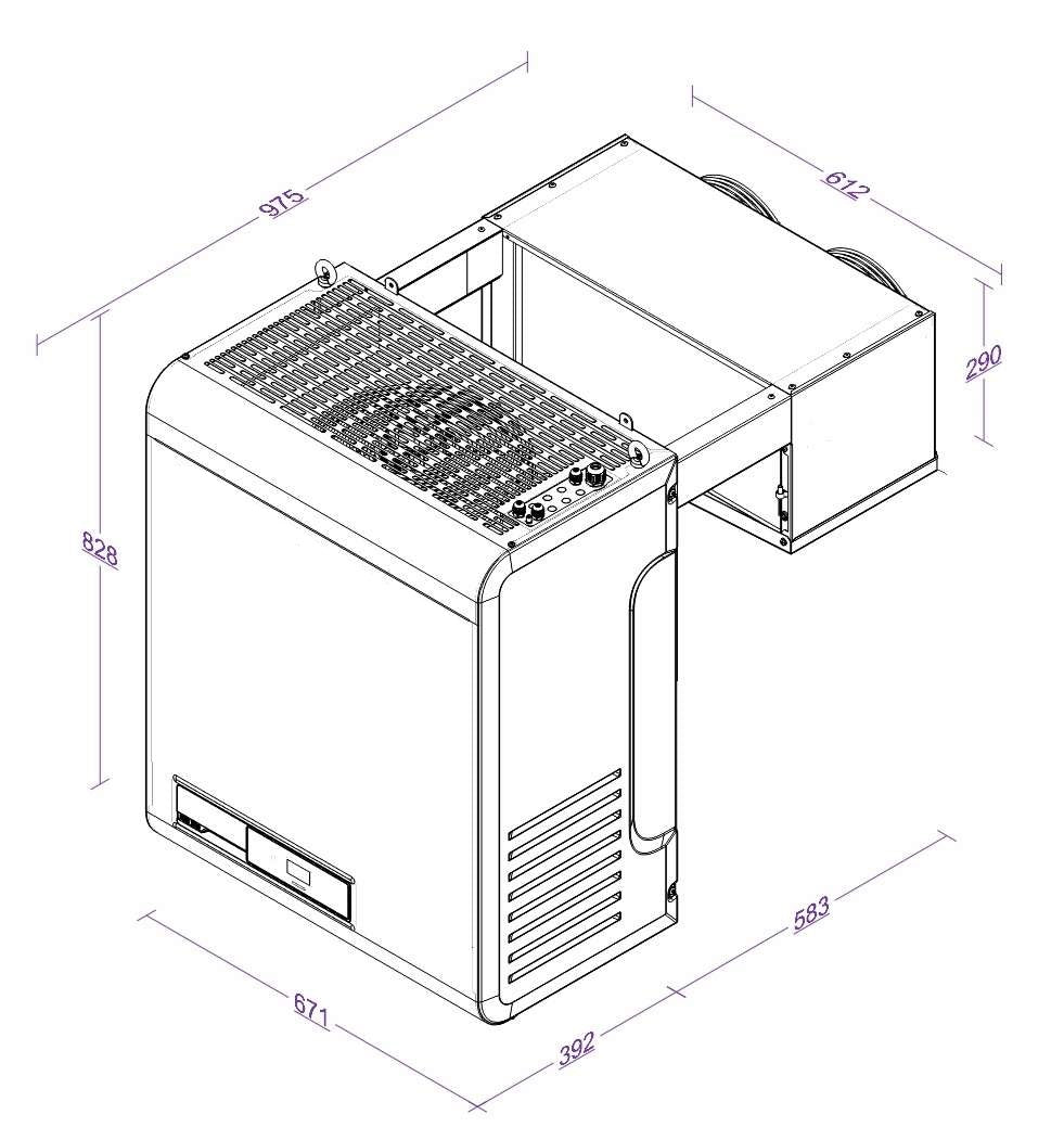 Kühlaggregat / Huckepack / 21–36,7 m³ / 230 V / mit Online-Anbindung / Combisteel