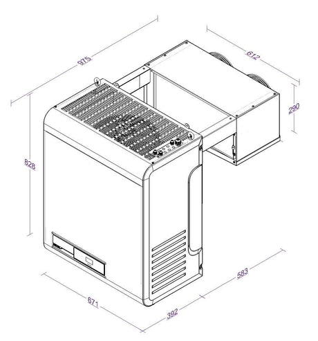 Kühlaggregat / Huckepack / 21–36,7 m³ / 230 V / mit Online-Anbindung / Combisteel