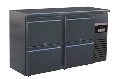 Barkühler 350 L mit 4 Schubladen / Schwarz / Combisteel