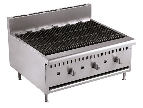 Gas-Lavasteingrill / 915 mm / 27 kW / 3 Brenner / Tischgerät / Combisteel – für professionelle Gastronomie
