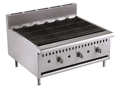 Gas-Lavasteingrill / 915 mm / 27 kW / 3 Brenner / Tischgerät / Combisteel