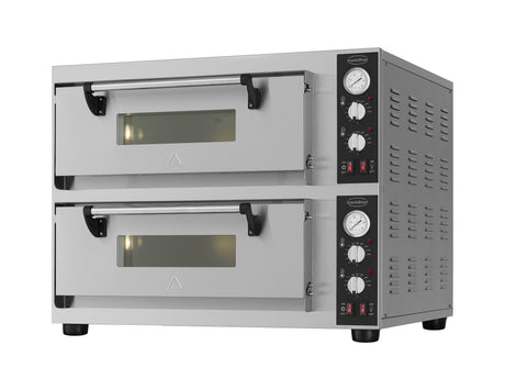Elektrischer Combisteel Pizzaofen mit 2 Backkammern für 2 × 4 Pizzen Ø 30 cm