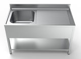 Spültisch mit Grundboden & 1 Becken links / 1400 × 700 mm / Combisteel