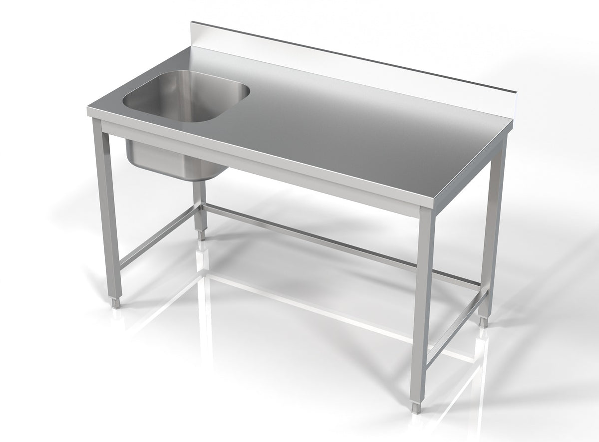 Spültisch ohne Grundboden & 1 Becken links / 1400 × 700 mm / Combisteel