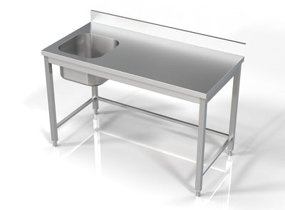 Spültisch ohne Grundboden & 1 Becken links / 1400 × 700 mm / Combisteel