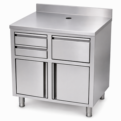 Edelstahl Kaffee-Arbeitstisch / 1000 × 600 × 1150 mm / Combisteel