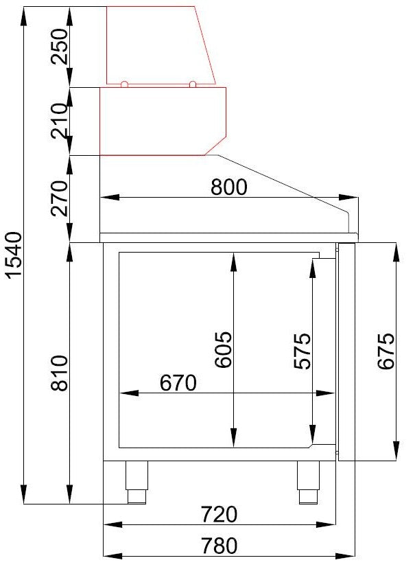 Pizzatisch / 1 Tür / 5 Schubladen / 380 L / Combisteel