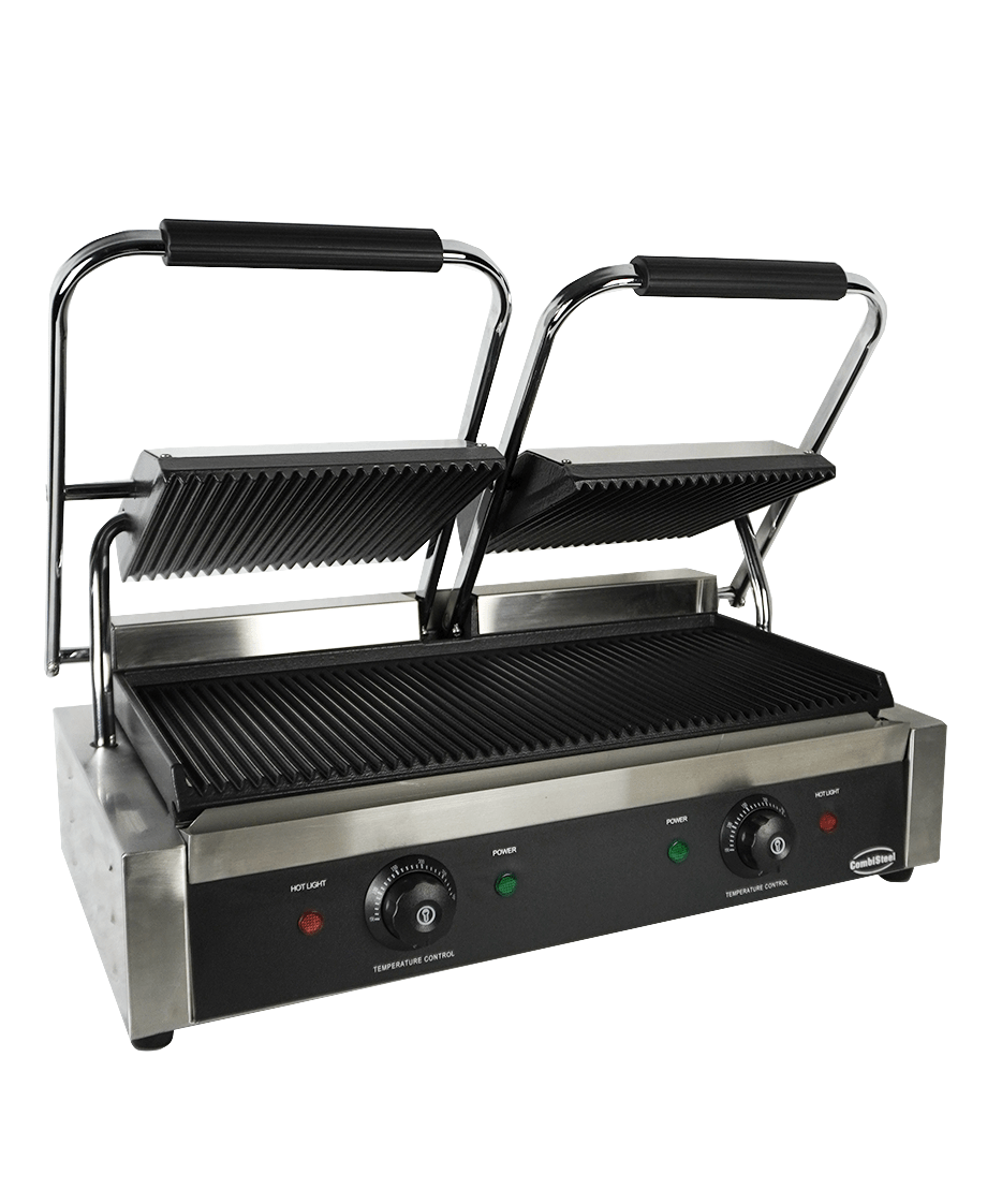 Elektrischer Doppel-Kontaktgrill gerillt 3,6 kW / Combisteel – professioneller Kontaktgrill für Gastronomie